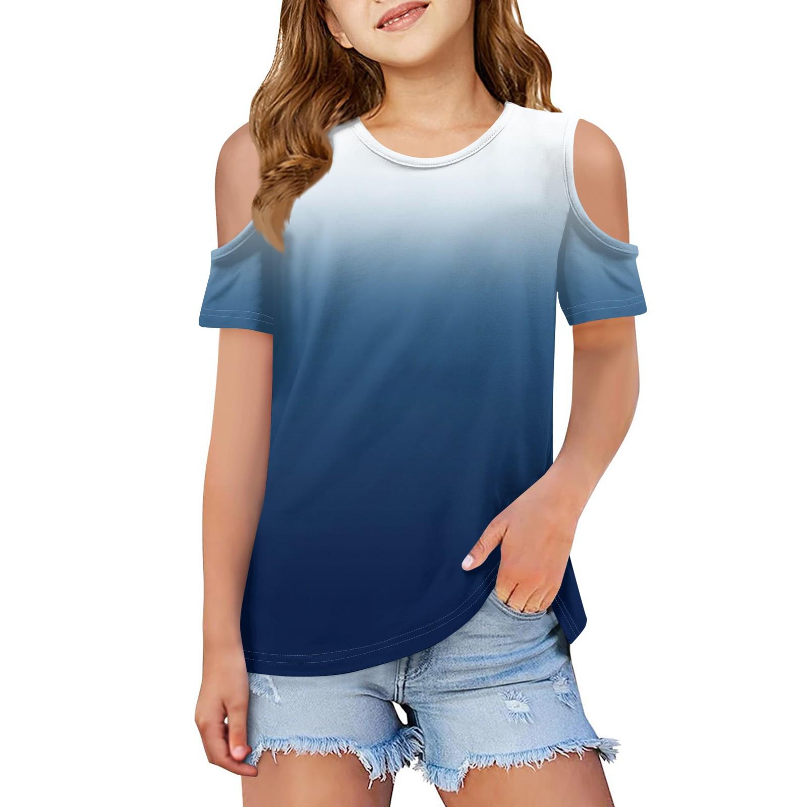 Детская летняя модная футболка с круглым воротником и росой на плечах, пальто для отдыха с градиентом 100 синий
Детская летняя модная футболка с круглым воротником и росой на плечах, пальто для отдыха с градиентом 100 синий