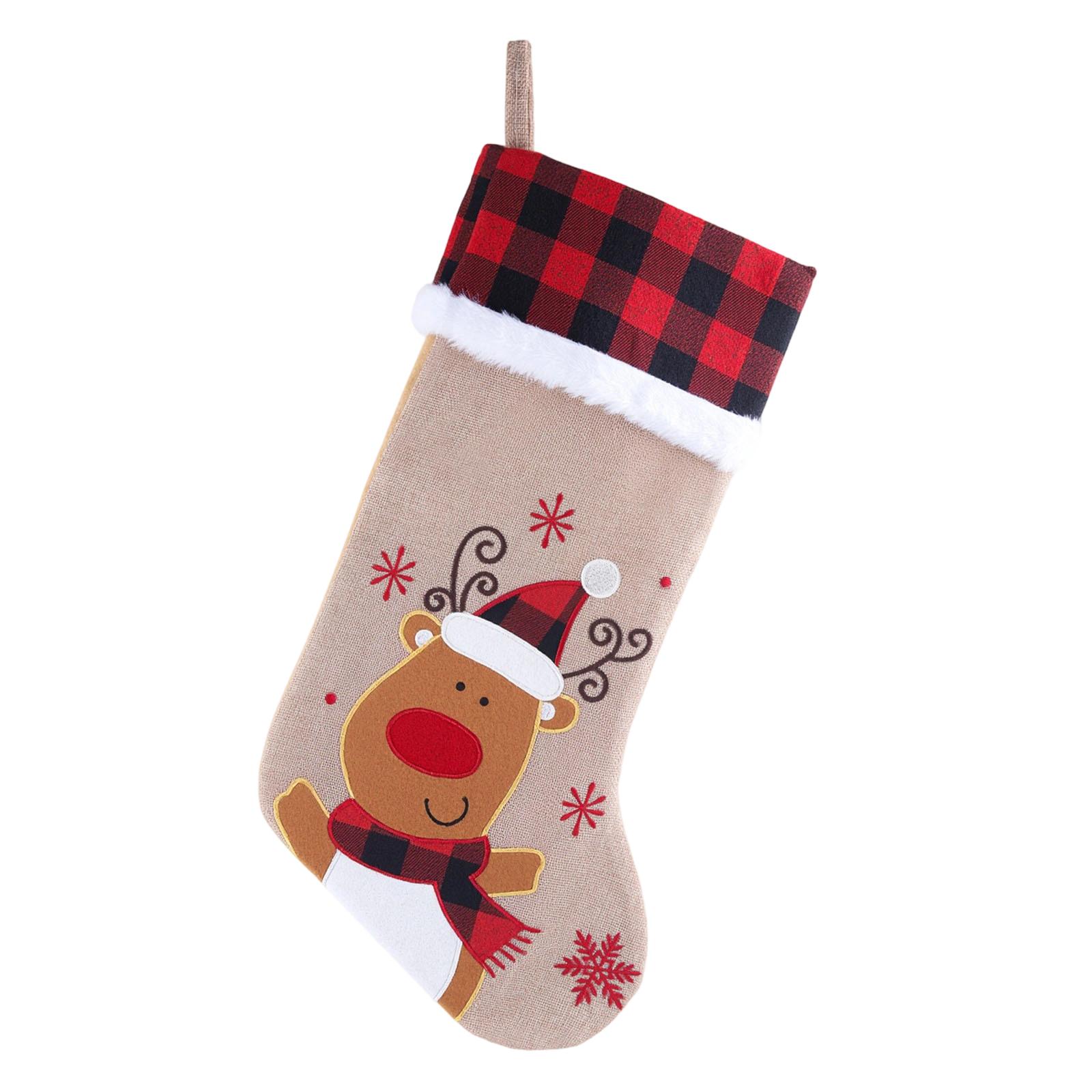 Christmas Stocking with Santa Claus Design Buffalo Plaid Cuff Hanging Decoration Holiday Home Ornament Festive Sock for Fireplace Mantel
Christmas Stocking with Santa Claus Design Buffalo Plaid Cuff Hanging Decoration Holiday Home Ornament Festive Sock for Fireplace Mantel