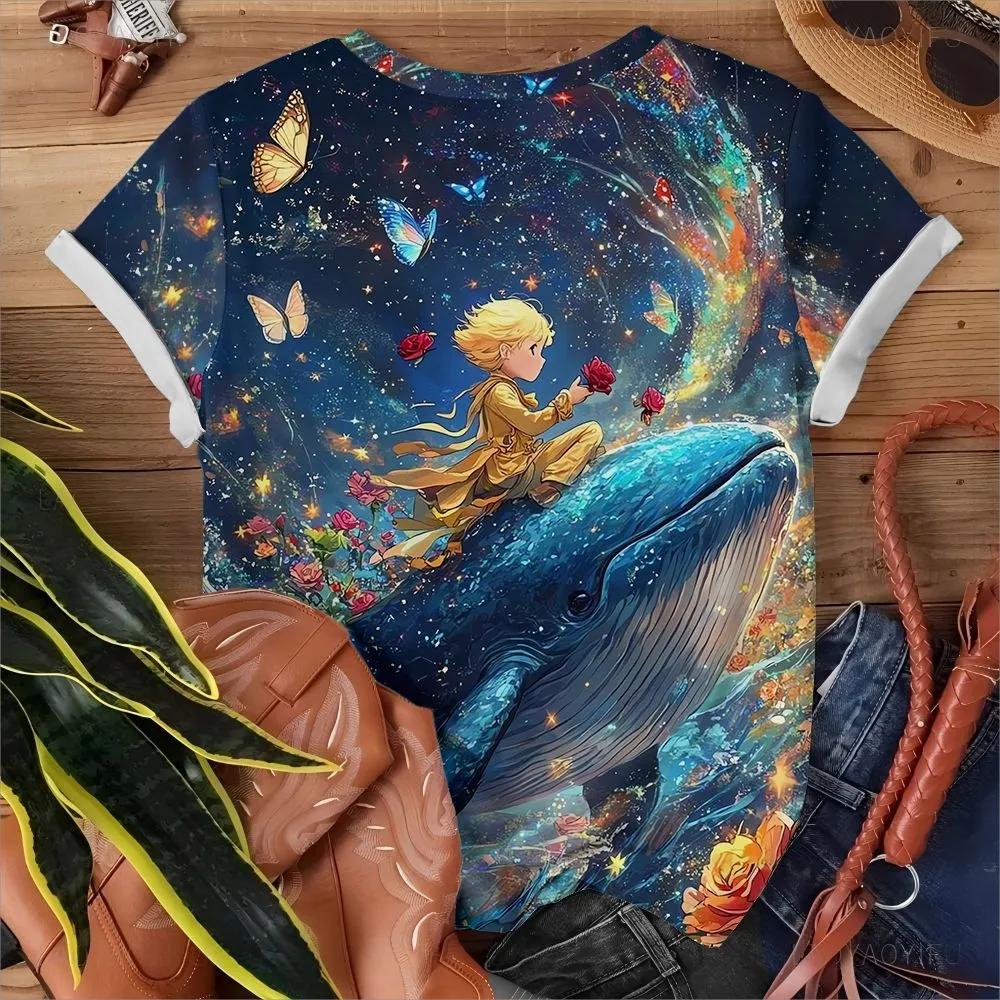 Spring/Summer Fashion Little Prince Starry Sky Whale 3D Printed T-shirt Loose and Slim Versatile Top for Women S
Spring/Summer Fashion Little Prince Starry Sky Whale 3D Printed T-shirt Loose and Slim Versatile Top for Women S