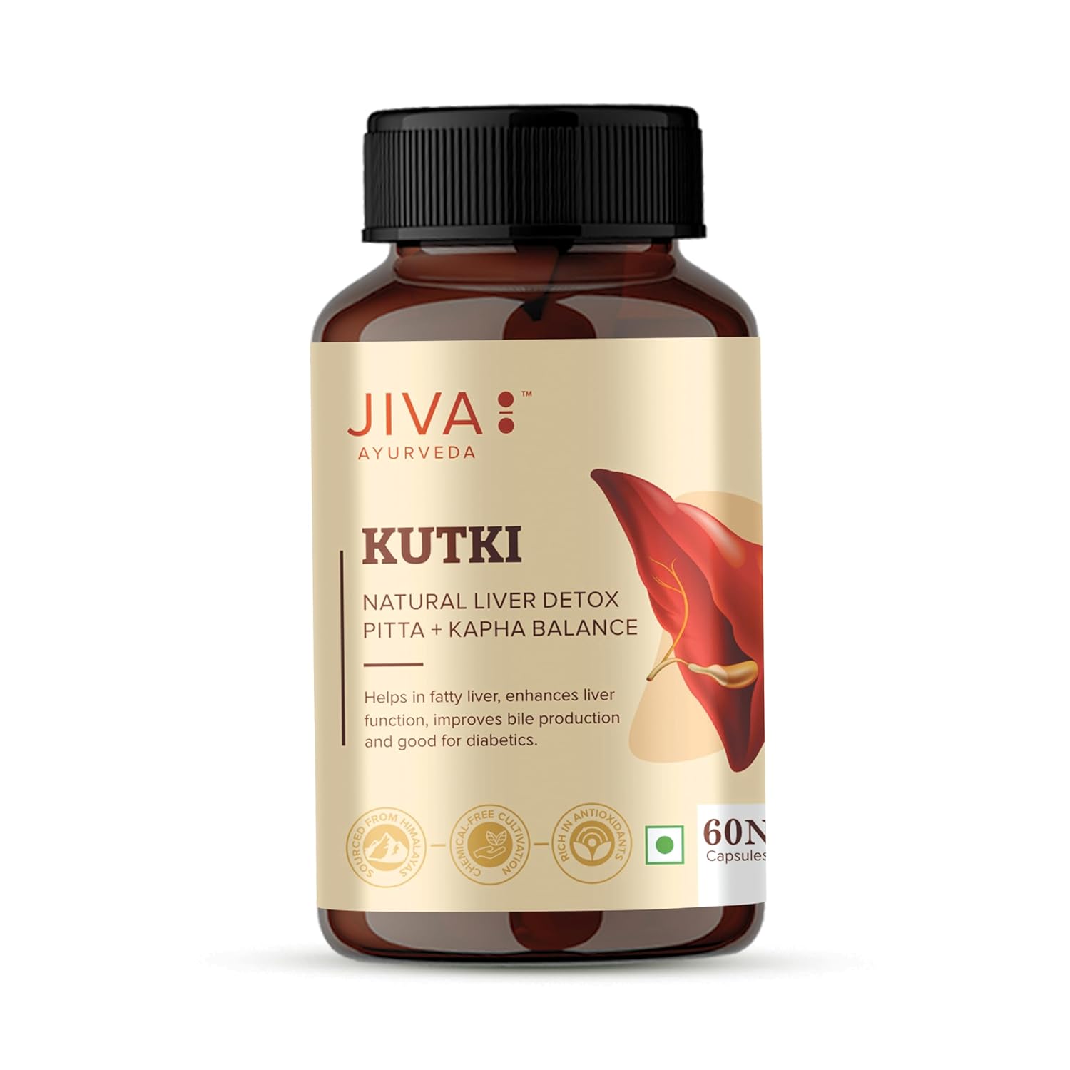 Jiva Kutki Capsules Liver Support Detox 60 Caps Pack of 1 Natural Ayurvedic Supplement for Health
Jiva Kutki Capsules Liver Support Detox 60 Caps Pack of 1 Natural Ayurvedic Supplement for Health