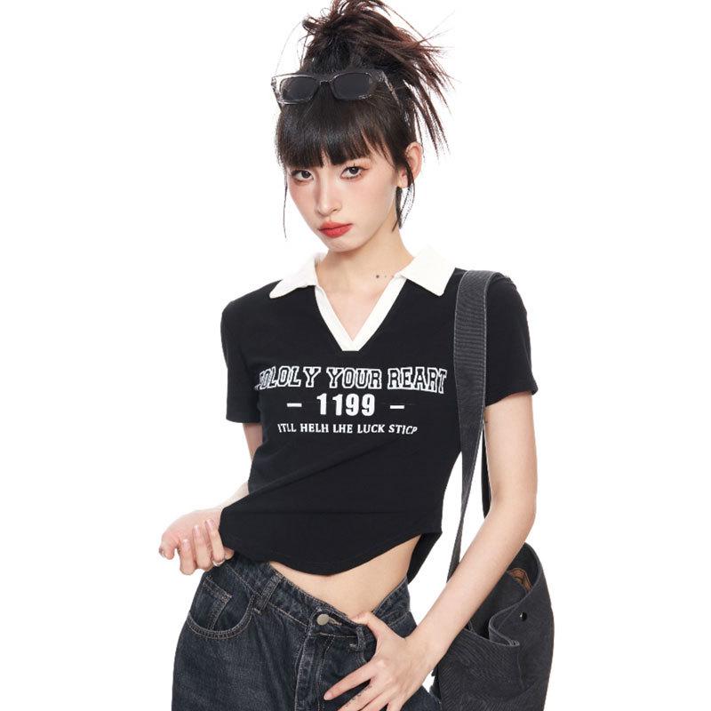 Women s Summer Slim Fit Irregular Spicy Girl Polo Color Block T-Shirt XL (105-120 jin) чёрный
Women s Summer Slim Fit Irregular Spicy Girl Polo Color Block T-Shirt XL (105-120 jin) чёрный