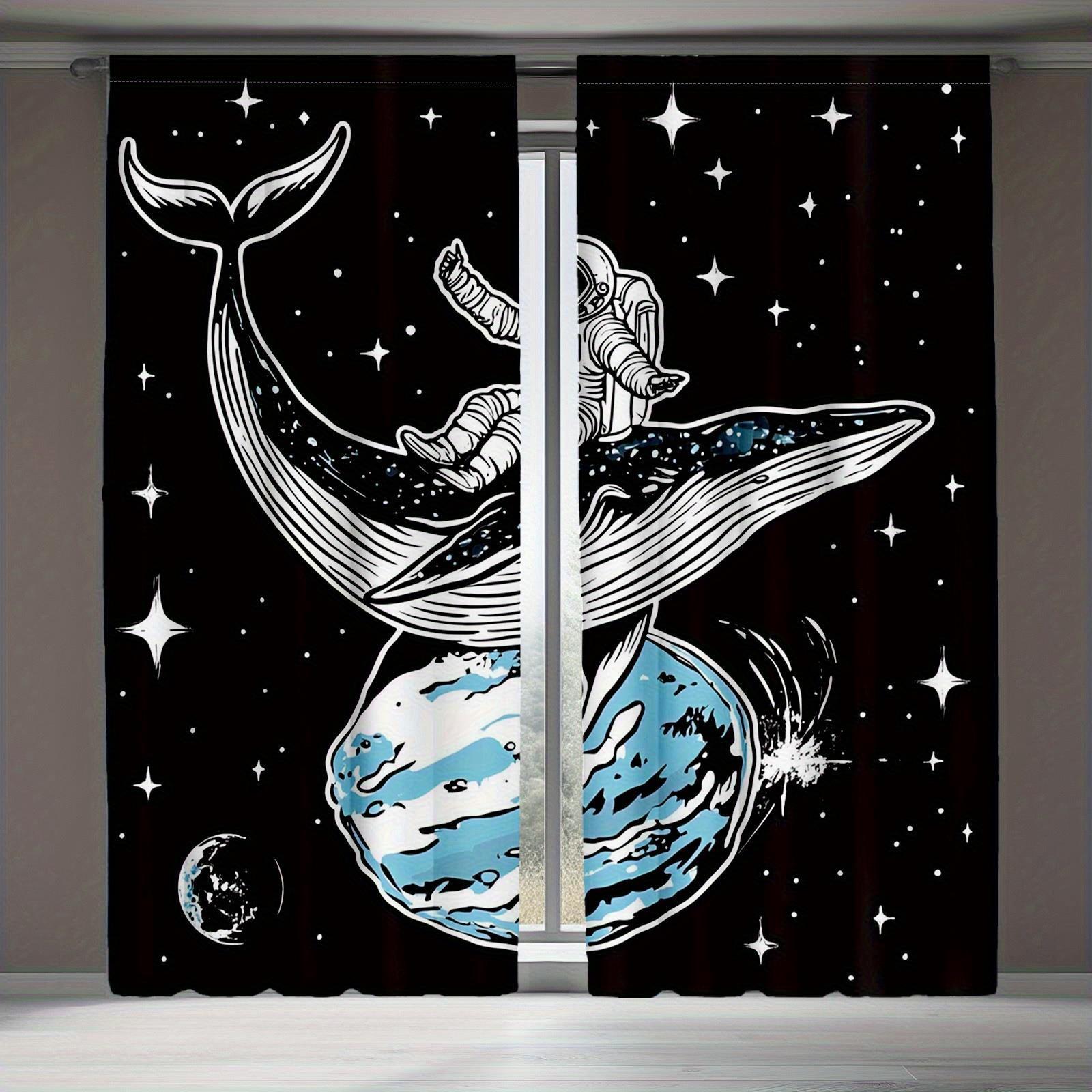 2pcs Blue Whale & Astronaut Space-Themed Curtains - Semi-Transparent Polyester Rod Pocket Design Machine Washable for Bedroom 100*130 Grommet Top 1pcs
2pcs Blue Whale & Astronaut Space-Themed Curtains - Semi-Transparent Polyester Rod Pocket Design Machine Washable for Bedroom 100*130 Grommet Top 1pcs