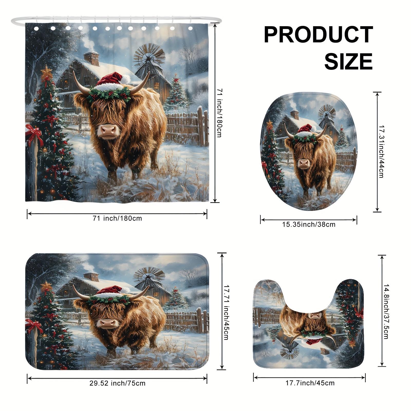 Highland Cow Christmas Shower Curtain Set With Non-Slip Rugs – Animal Print Bathroom Decor, Polyester Waterproof Fabric, Machine W60H190(CM)-1 Pcs
Highland Cow Christmas Shower Curtain Set With Non-Slip Rugs – Animal Print Bathroom Decor, Polyester Waterproof Fabric, Machine W60H190(CM)-1 Pcs