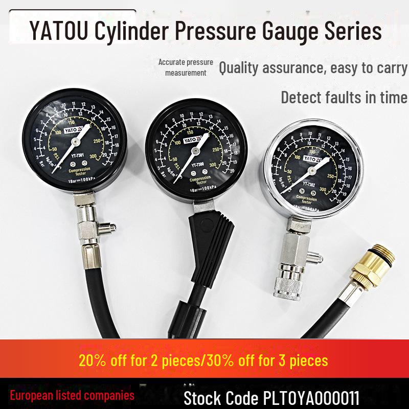 YATO Cylinder Pressure Gauge for Gas/Oil Engines - Auto Repair Tool YT-73011 (5-piece Set)
YATO Cylinder Pressure Gauge for Gas/Oil Engines - Auto Repair Tool YT-73011 (5-piece Set)