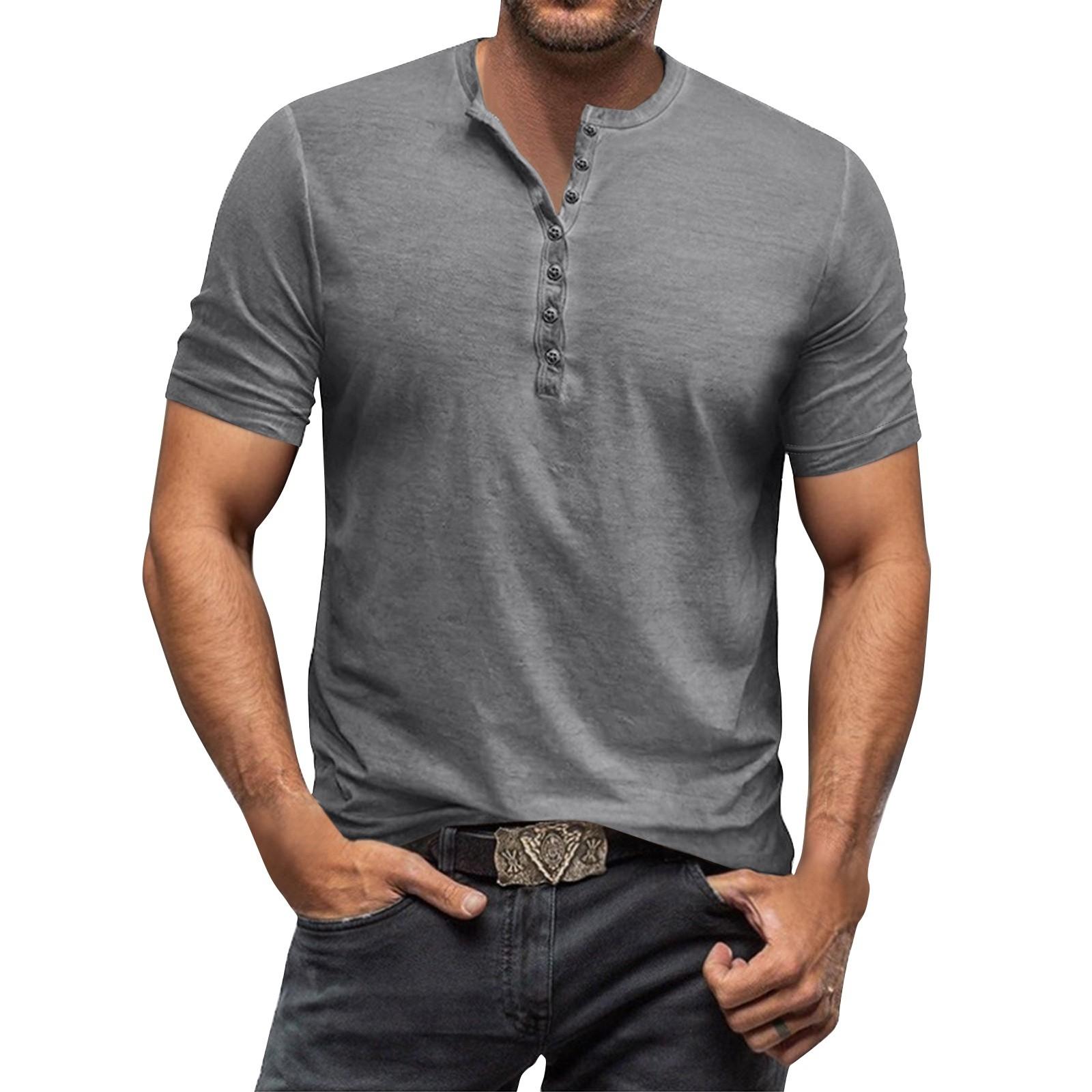 Men s Summer Color Button Collar Short Sleeve Tops Men s Casual Loose Fashion Tops L
Men s Summer Color Button Collar Short Sleeve Tops Men s Casual Loose Fashion Tops L