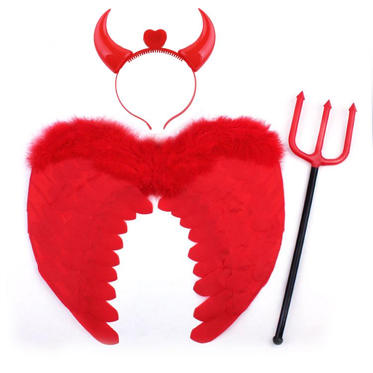 Devil Red Feather Wings Costume with Bull Horns & Pitchfork Default Size
Devil Red Feather Wings Costume with Bull Horns & Pitchfork Default Size