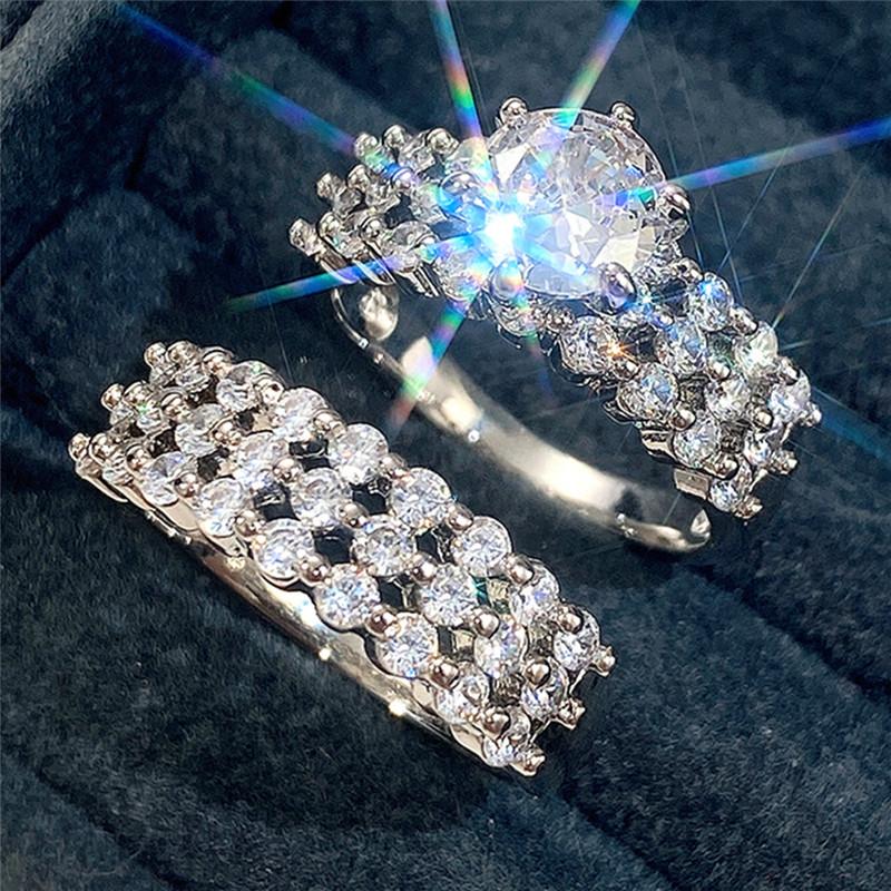 925 Sterling Silver 2Pcs Set Rings for Women Gorgeous Bride Wedding Rings Brilliant Cubic Zirconia Modern Design New Jewelry 8
925 Sterling Silver 2Pcs Set Rings for Women Gorgeous Bride Wedding Rings Brilliant Cubic Zirconia Modern Design New Jewelry 8