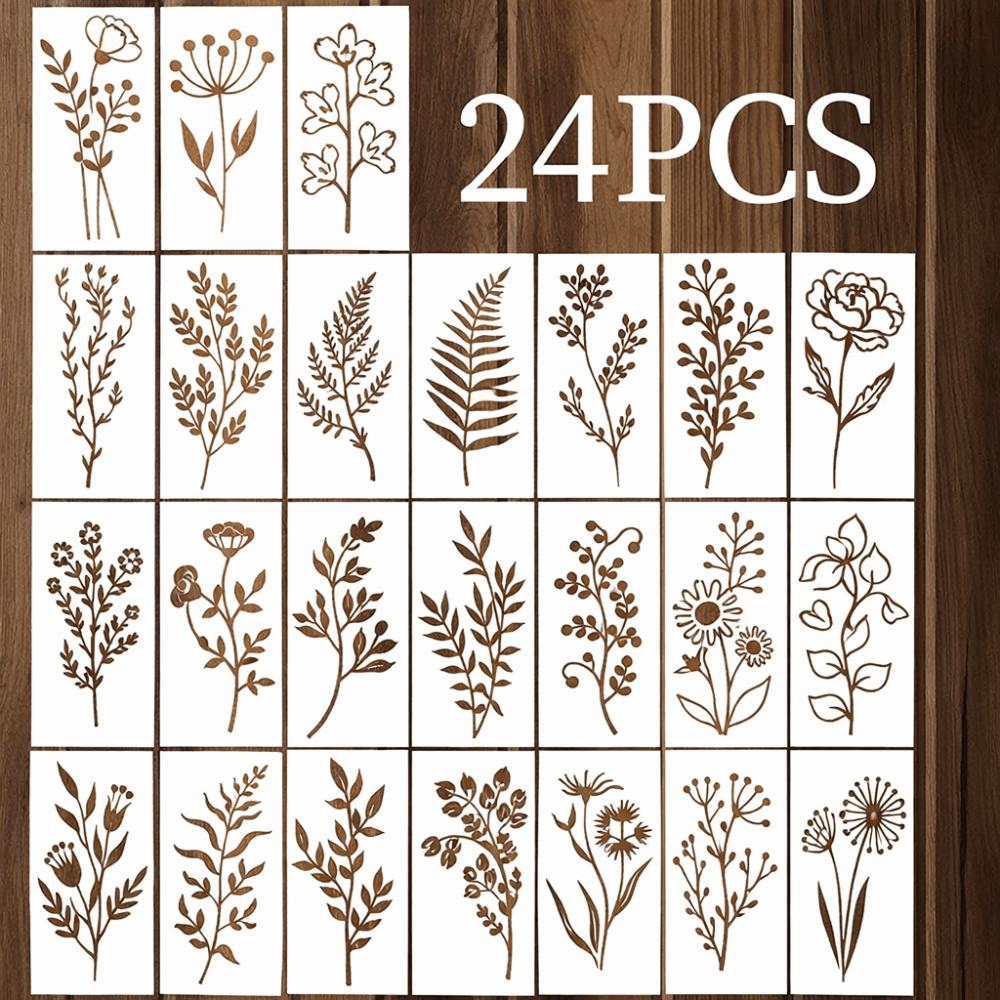 24Pcs/Set Reusable Floral Painting Template Washable PET Wildflower Stencil Spray-painted DIY Stencils Paper
24Pcs/Set Reusable Floral Painting Template Washable PET Wildflower Stencil Spray-painted DIY Stencils Paper