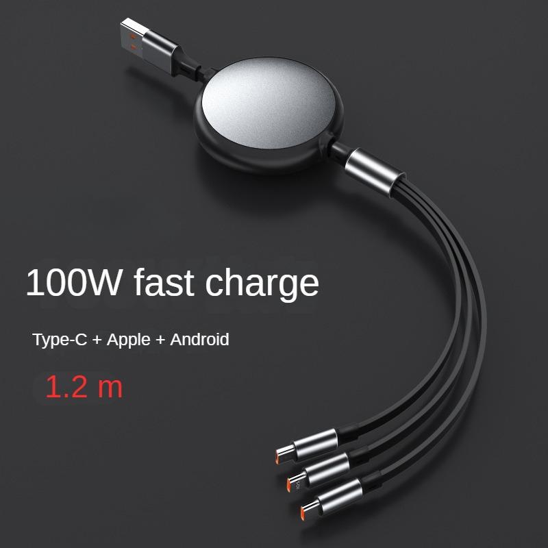 Выдвижной USB-кабель 3 в 1, 6 А, 100 Вт для кабеля быстрой зарядки типа C/Micro 
Выдвижной USB-кабель 3 в 1, 6 А, 100 Вт для кабеля быстрой зарядки типа C/Micro