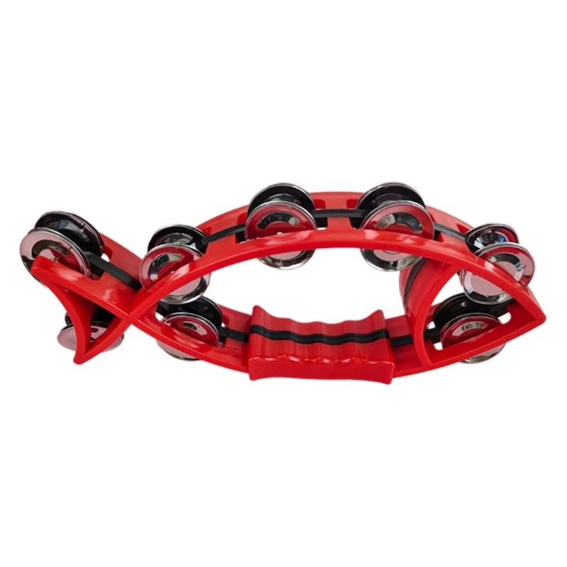 Fish Shaped Handbell Double Row Tambourine Half Moon Musical Tambourine with Ergonomic Handle Grip Percussion Drum червоний
Fish Shaped Handbell Double Row Tambourine Half Moon Musical Tambourine with Ergonomic Handle Grip Percussion Drum червоний