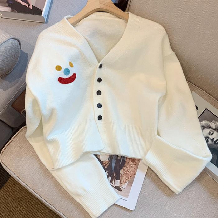 White knitted cardigan women s v-neck autumn new soft waxy sweet little sweater jacket one size fits all білий
White knitted cardigan women s v-neck autumn new soft waxy sweet little sweater jacket one size fits all білий