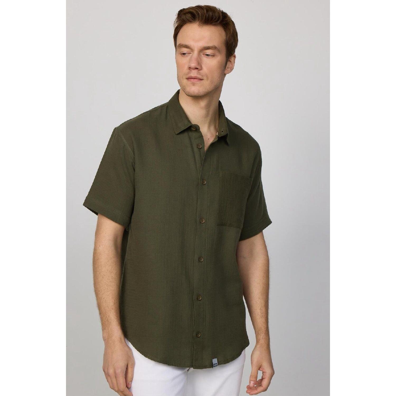 Relax Fit Short Sleeve Casual Cut Muslin Fabric 100% Cotton Single Pocket Summer Plain Khaki Men s Shirt S спаржевий
Relax Fit Short Sleeve Casual Cut Muslin Fabric 100% Cotton Single Pocket Summer Plain Khaki Men s Shirt S спаржевий