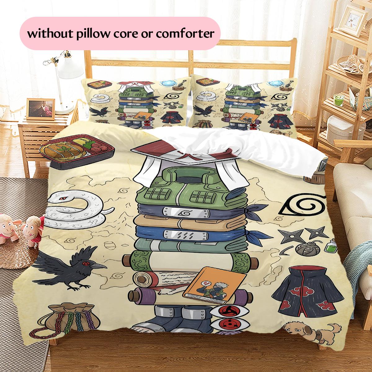 Naruto Iconic Items & Symbols Pattern Bedding Home Decoration Festival Gift (1 * duvet cover + 2 * pillowcase, without core) 135x200cm
Naruto Iconic Items & Symbols Pattern Bedding Home Decoration Festival Gift (1 * duvet cover + 2 * pillowcase, without core) 135x200cm