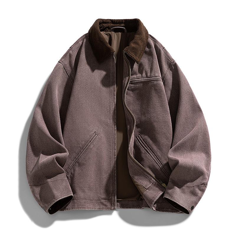 2025 Новая весенне-осенняя куртка Мужская куртка Повседневная замшевая флисовая бейсбольная куртка Американский уличный стиль Вышитый бейсбольный воротник XXXXL
