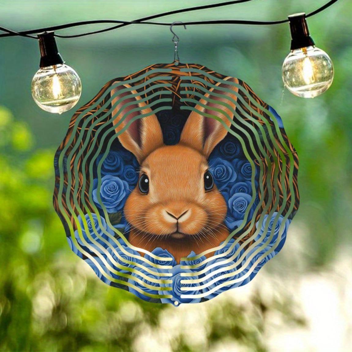 Metal Wind Chime with Blue Rose and Rabbit Design Rotating Hook Durable Garden Art Decor Outdoor Ornament Reflective Spiral Design Easy to Install
Metal Wind Chime with Blue Rose and Rabbit Design Rotating Hook Durable Garden Art Decor Outdoor Ornament Reflective Spiral Design Easy to Install