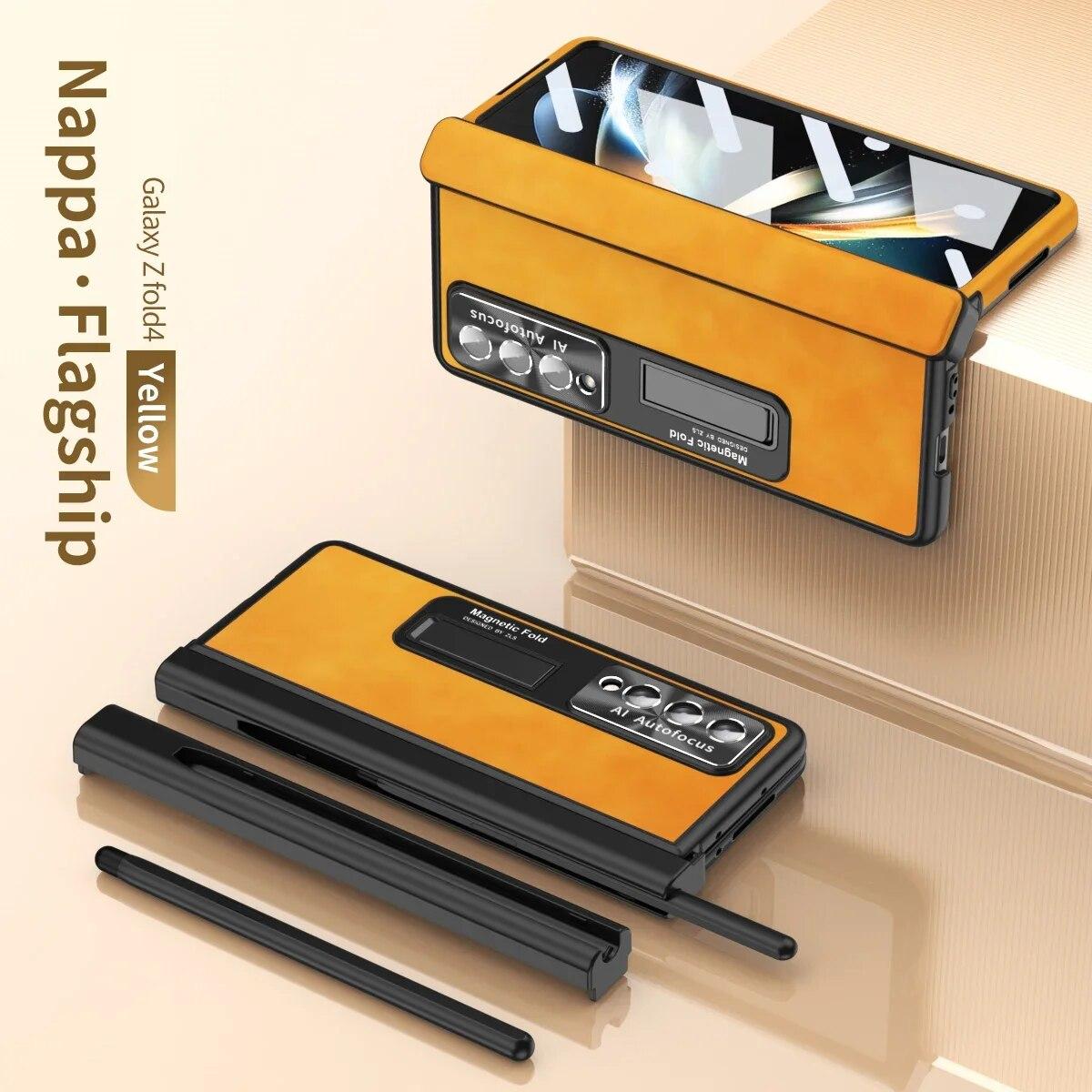 Магнитный кожаный чехол-кронштейн с двойной петлей для Samsung Galaxy Z Fold 5 4 3, чехол с гнездом для пленки и S Pen для Z Fold5 Fold4 For Galaxy Z Fold 5 жёлтый
Магнитный кожаный чехол-кронштейн с двойной петлей для Samsung Galaxy Z Fold 5 4 3, чехол с гнездом для пленки и S Pen для Z Fold5 Fold4 For Galaxy Z Fold 5 жёлтый