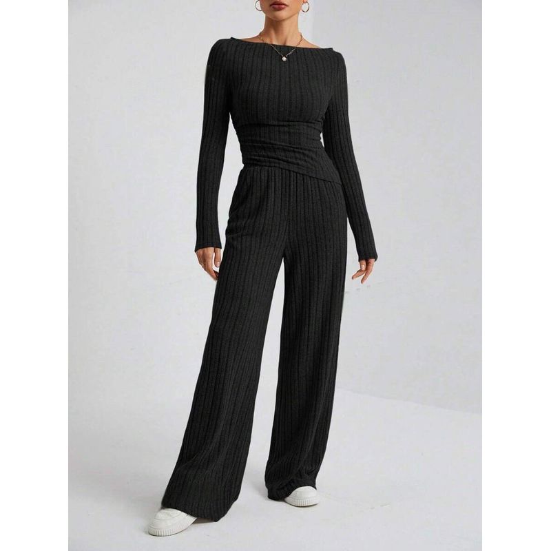 Cross-Border Foreign Trade 2025 Autumn and Winter Casual Solid Color High-Neck Knitted Long-Sleeve Side-Tie Waist Loose Long Pants Two-Piece Set Black M
Cross-Border Foreign Trade 2025 Autumn and Winter Casual Solid Color High-Neck Knitted Long-Sleeve Side-Tie Waist Loose Long Pants Two-Piece Set Black M