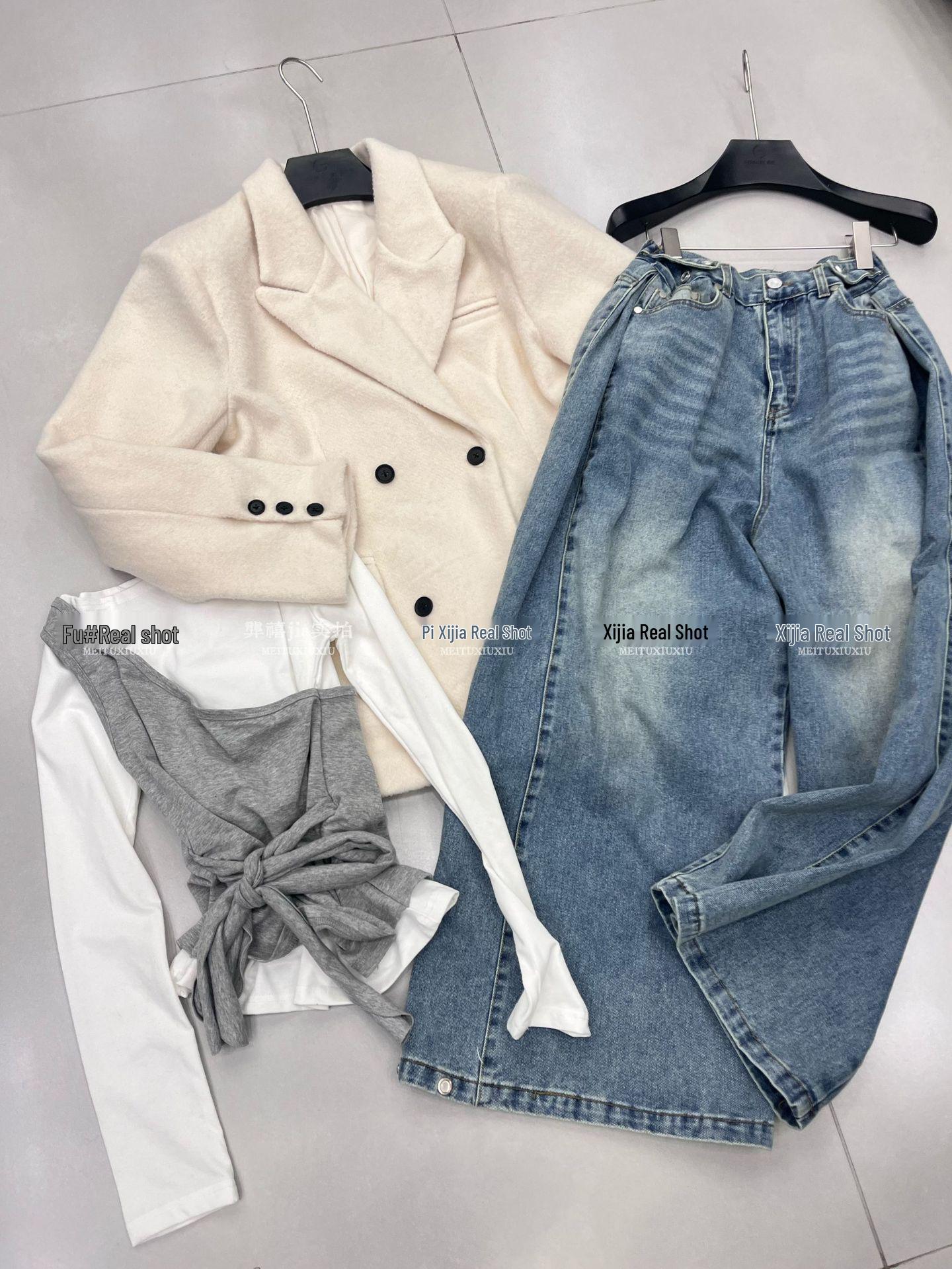 2026 Chic Suit: Tie-Up Blouse & High-Waist Straight-Leg Jeans Set Extra Large
2026 Chic Suit: Tie-Up Blouse & High-Waist Straight-Leg Jeans Set Extra Large
