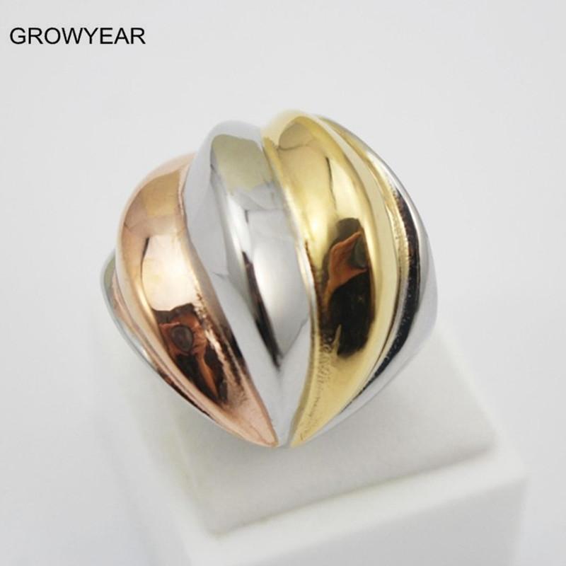 Stainless Steel 3 Color Rings Women Fashion Jewelry Golden Silver color Rose Golden Unique Cocktail Party Ring Size 6 7 8 9 6
Stainless Steel 3 Color Rings Women Fashion Jewelry Golden Silver color Rose Golden Unique Cocktail Party Ring Size 6 7 8 9 6