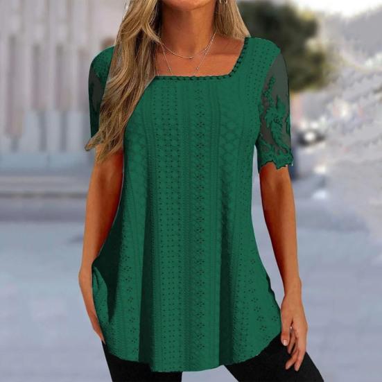 Летняя однотонная футболка с квадратным воротником, кружевная лоскутная футболка с короткими рукавами и цветочной вышивкой, свободные топы с короткими рукавами M зелёный
Летняя однотонная футболка с квадратным воротником, кружевная лоскутная футболка с короткими рукавами и цветочной вышивкой, свободные топы с короткими рукавами M зелёный