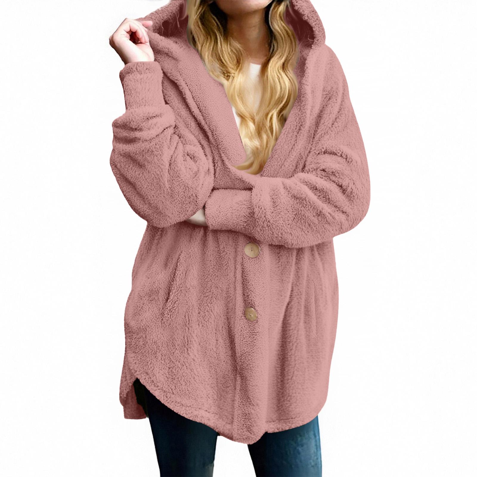 Women s Fashion Color Pocket Button Hooded Plush Coat M рожевий
Women s Fashion Color Pocket Button Hooded Plush Coat M рожевий