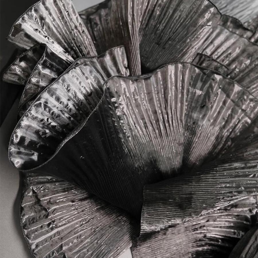 1 ярд/91 см Металлическая блестящая кружевная отделка «Большая волна» Плиссированная сетка Органза Рюши Аксессуары для платья DIY Стайлинг Швейная отделка чёрный