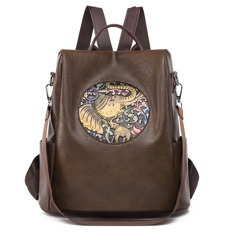 Vintage Ethnic Style Elephant Embroidered Backpack for Women, Anti-theft PU Leather Travel Bag, Fashion Convertible Shoulder Bag for Daily Use кавовий
Vintage Ethnic Style Elephant Embroidered Backpack for Women, Anti-theft PU Leather Travel Bag, Fashion Convertible Shoulder Bag for Daily Use кавовий