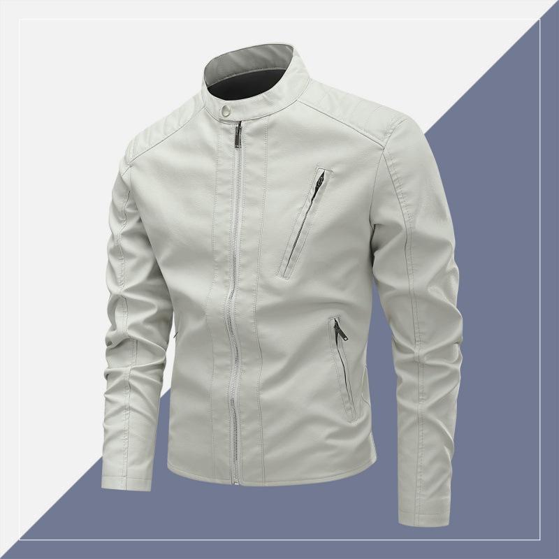 Осенне-зимняя новая кожаная куртка мужская с воротником-стойкой, приталенная короткая кожаная куртка, мужская модная мотоциклетная куртка 5XL