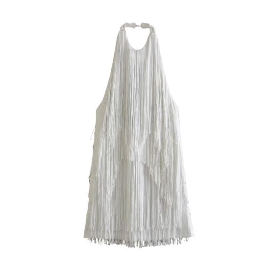 Women Summer Halter Neck Sleeveless Fringed Short Dress Strapless Off-the-Shoulder Braided Rope Paneling Slim Pleated Skirt for Parties S білий
Women Summer Halter Neck Sleeveless Fringed Short Dress Strapless Off-the-Shoulder Braided Rope Paneling Slim Pleated Skirt for Parties S білий