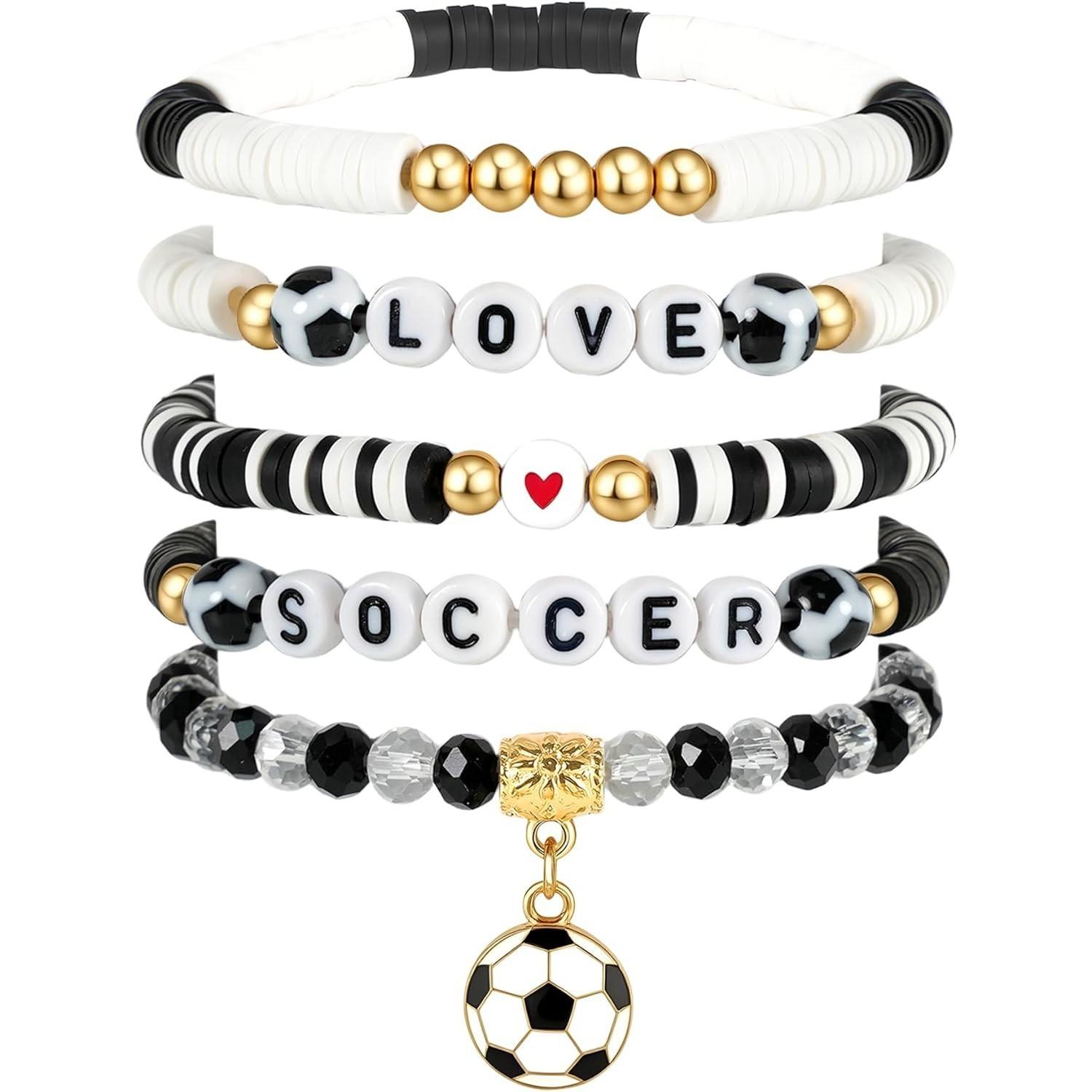 New sports football volleyball theme letter sports style stackable elastic bracelet set
New sports football volleyball theme letter sports style stackable elastic bracelet set