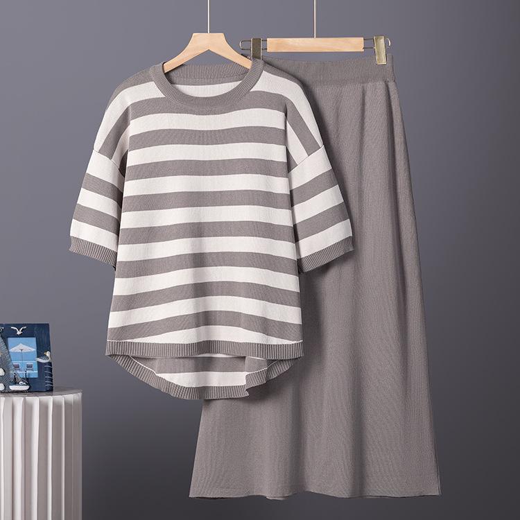European Women s Summer Fashion Set: Short Sleeve T-shirt + Knit Skirt Two-Piece Set One Size кавовий
European Women s Summer Fashion Set: Short Sleeve T-shirt + Knit Skirt Two-Piece Set One Size кавовий