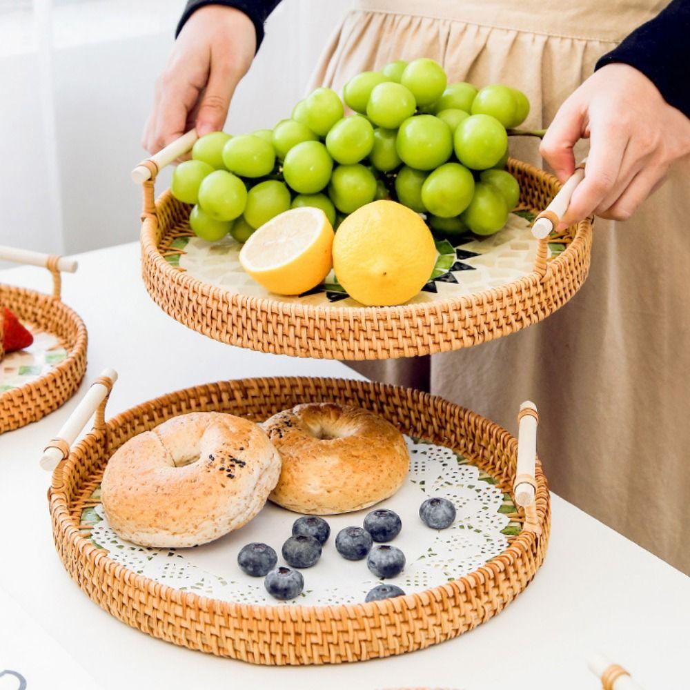 Винтажная корзина для хранения закусок, плетеные подносы для фруктов и чая, многофункциональный плетеный поднос из ротанга, фестиваль
Винтажная корзина для хранения закусок, плетеные подносы для фруктов и чая, многофункциональный плетеный поднос из ротанга, фестиваль