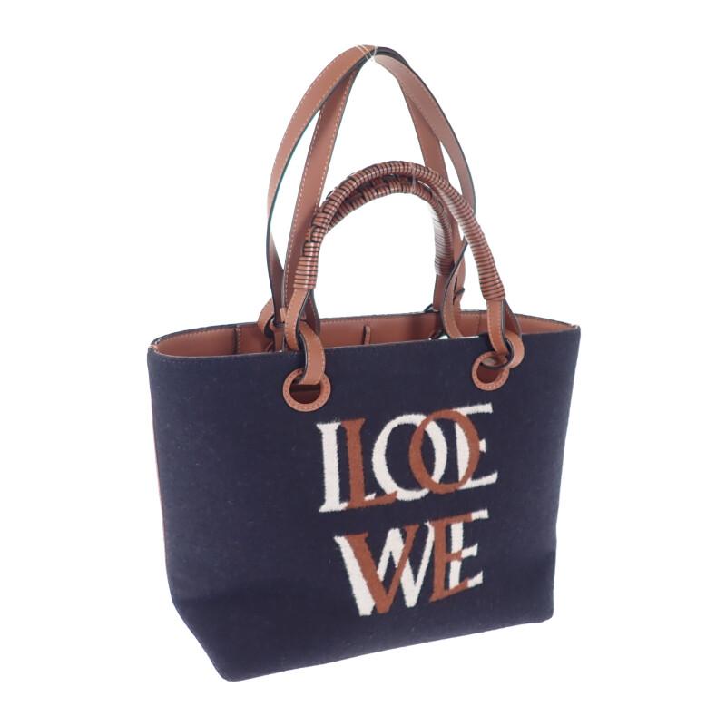 LOEWE 2WAY bag Navy/Brown wool/leather Women
LOEWE 2WAY bag Navy/Brown wool/leather Women