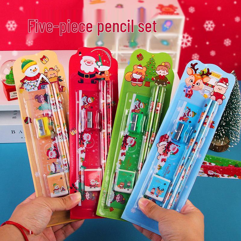 Детский мультяшный рождественский набор для рисования - Набор канцелярских товаров из 5 предметов с ластиком и карандашами
Детский мультяшный рождественский набор для рисования - Набор канцелярских товаров из 5 предметов с ластиком и карандашами