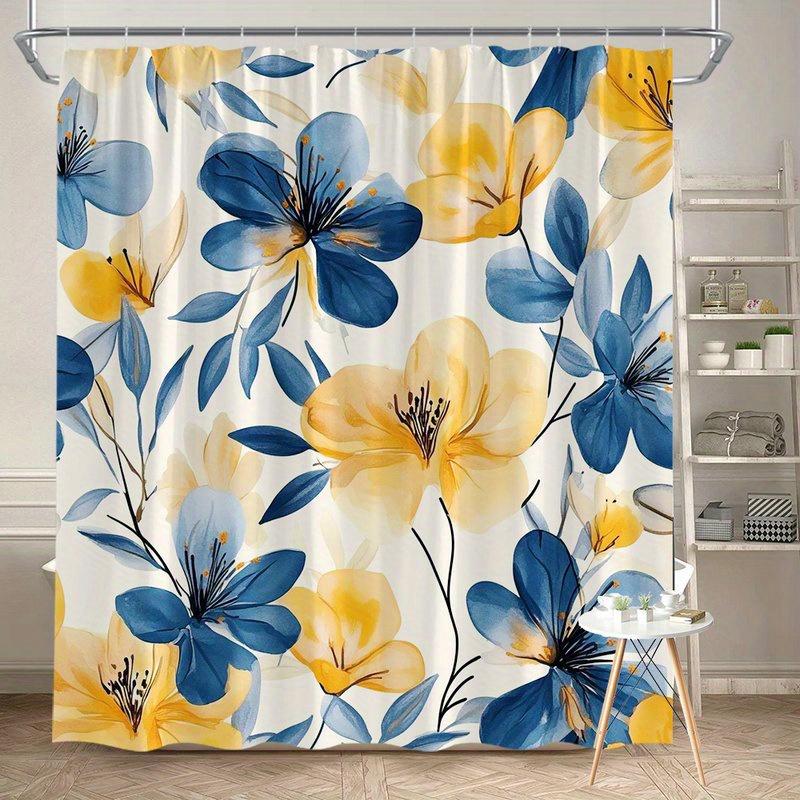 1Pc Blue And Yellow Floral Watercolor Shower Curtain, Polyester Fabric, Machine Washable, Suitable For Bathroom Decoration W60H190(CM)-1 Pcs
1Pc Blue And Yellow Floral Watercolor Shower Curtain, Polyester Fabric, Machine Washable, Suitable For Bathroom Decoration W60H190(CM)-1 Pcs