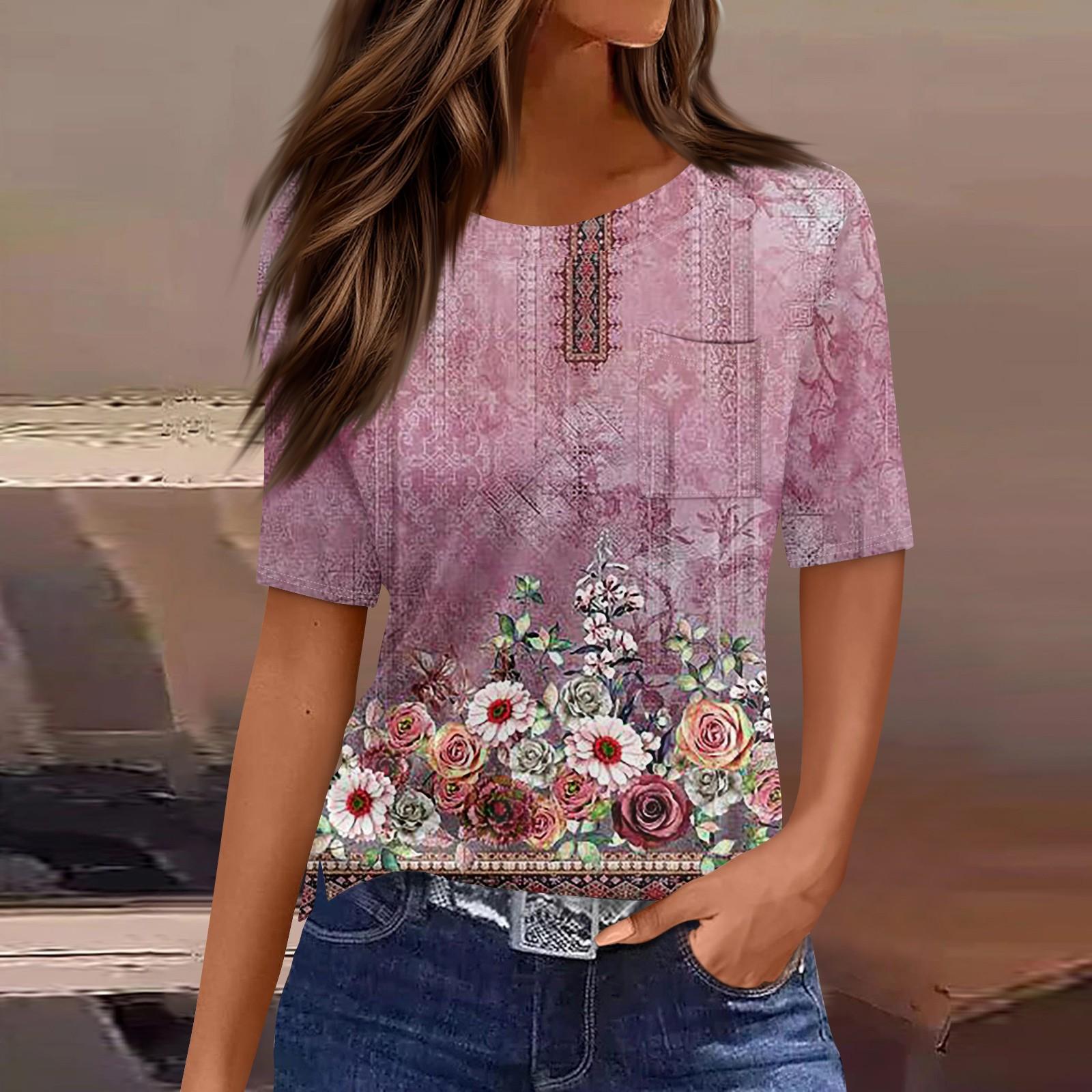 Футболки для жінок плісировані з круглим вирізом Одягнені повсякденні блузки з принтом з короткими рукавами Літні топи вільного крою XXL рожевий
Футболки для жінок плісировані з круглим вирізом Одягнені повсякденні блузки з принтом з короткими рукавами Літні топи вільного крою XXL рожевий