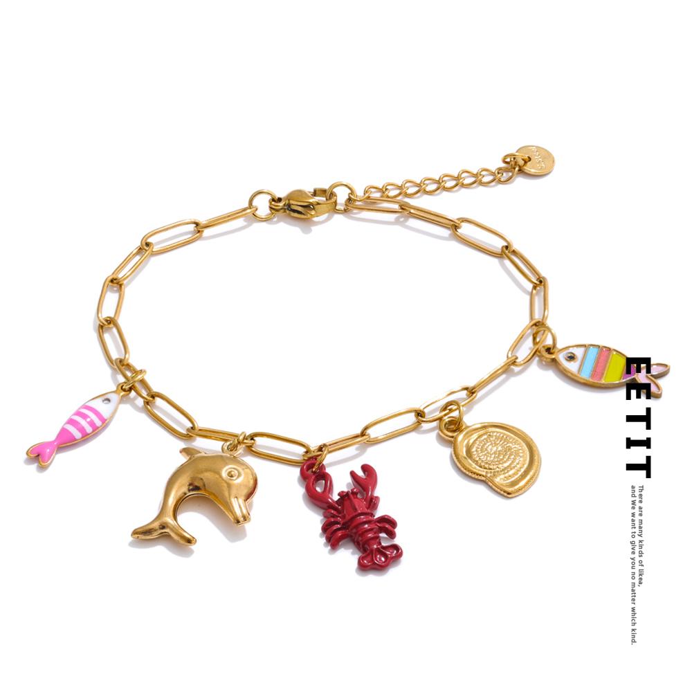 Eetit Ocean Style Enamel Fish Shell Lobster Drop Charm Bracelet Bangle for Women Summer Stainless Steel Arrivals Wrist Jewellery золотой
Eetit Ocean Style Enamel Fish Shell Lobster Drop Charm Bracelet Bangle for Women Summer Stainless Steel Arrivals Wrist Jewellery золотой
