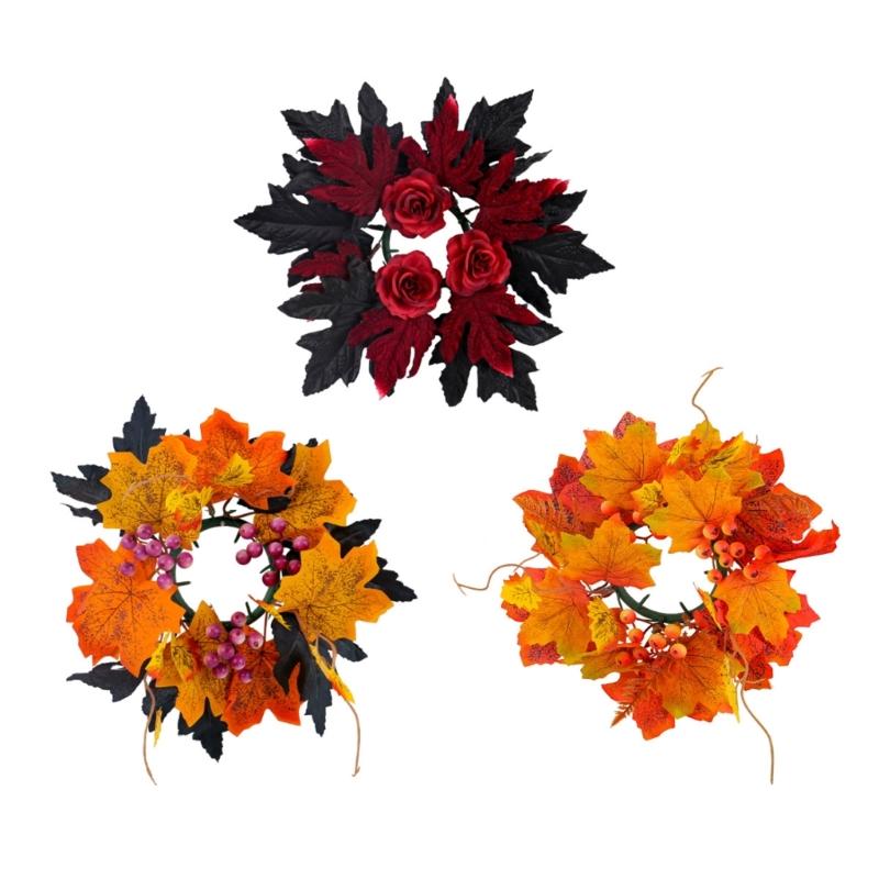 Fall Maple Leaf Wreaths Pack of 5 Tealight Holders Rings for Halloween Parties Table Centerpieces Decors 
Fall Maple Leaf Wreaths Pack of 5 Tealight Holders Rings for Halloween Parties Table Centerpieces Decors