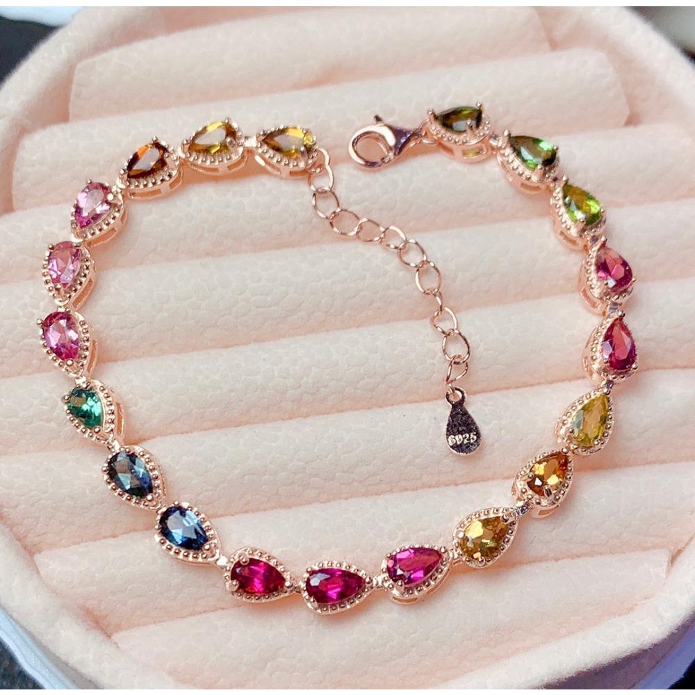 Fashion Women Bracelet Rainbow Candy Colored Tourmaline S925 Silver 18K Gold Plated Gemstone Jewelry
Fashion Women Bracelet Rainbow Candy Colored Tourmaline S925 Silver 18K Gold Plated Gemstone Jewelry