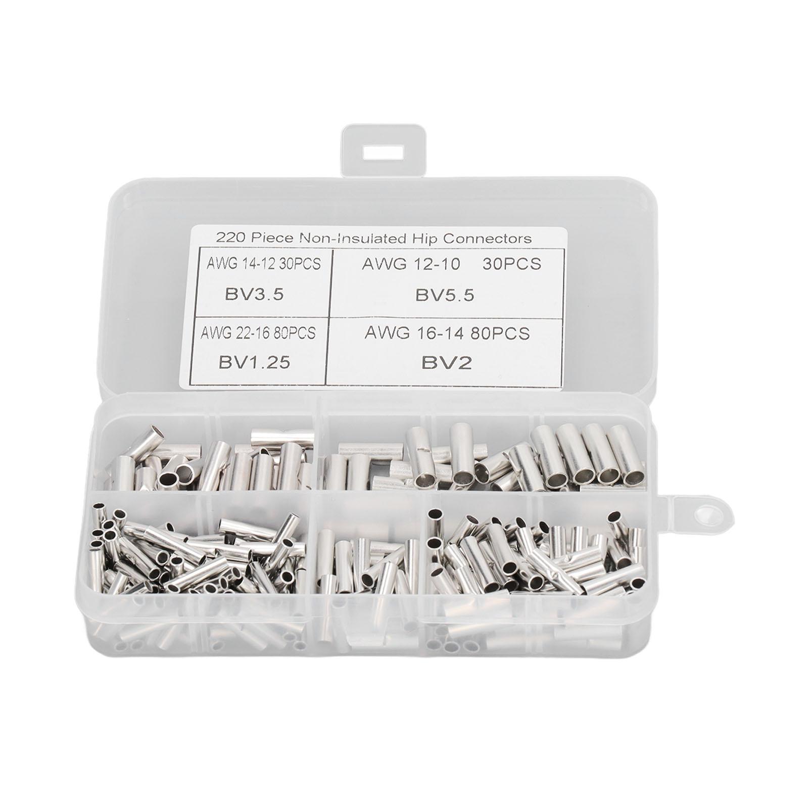 220Pcs Non Insulated Butt Connectors Copper Butt Splice Connectors for Home Appliances Car
220Pcs Non Insulated Butt Connectors Copper Butt Splice Connectors for Home Appliances Car