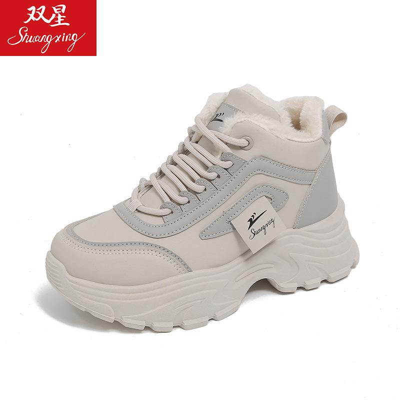 Женские зимние теплые меховые ботинки большого размера, зимние ботинки на щиколотке с подкладкой, нескользящие ботинки для пешего туризма и спорта, хлопковые ботинки 35