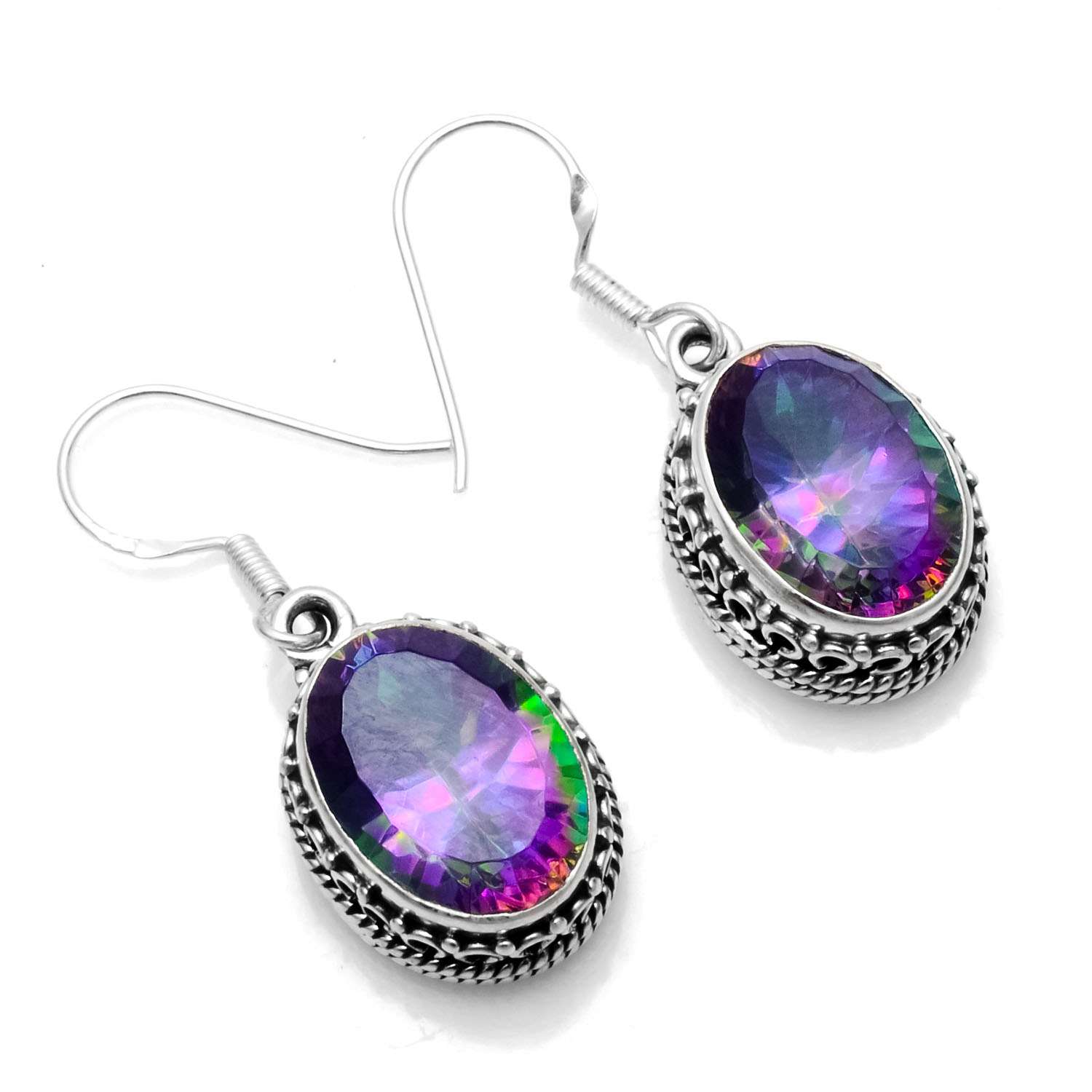 Mystic Topaz Gemstone Earrings Solid 925 Sterling Silver Handmade Earrings Jewelry Gift For Women And Girls E-1464
Mystic Topaz Gemstone Earrings Solid 925 Sterling Silver Handmade Earrings Jewelry Gift For Women And Girls E-1464