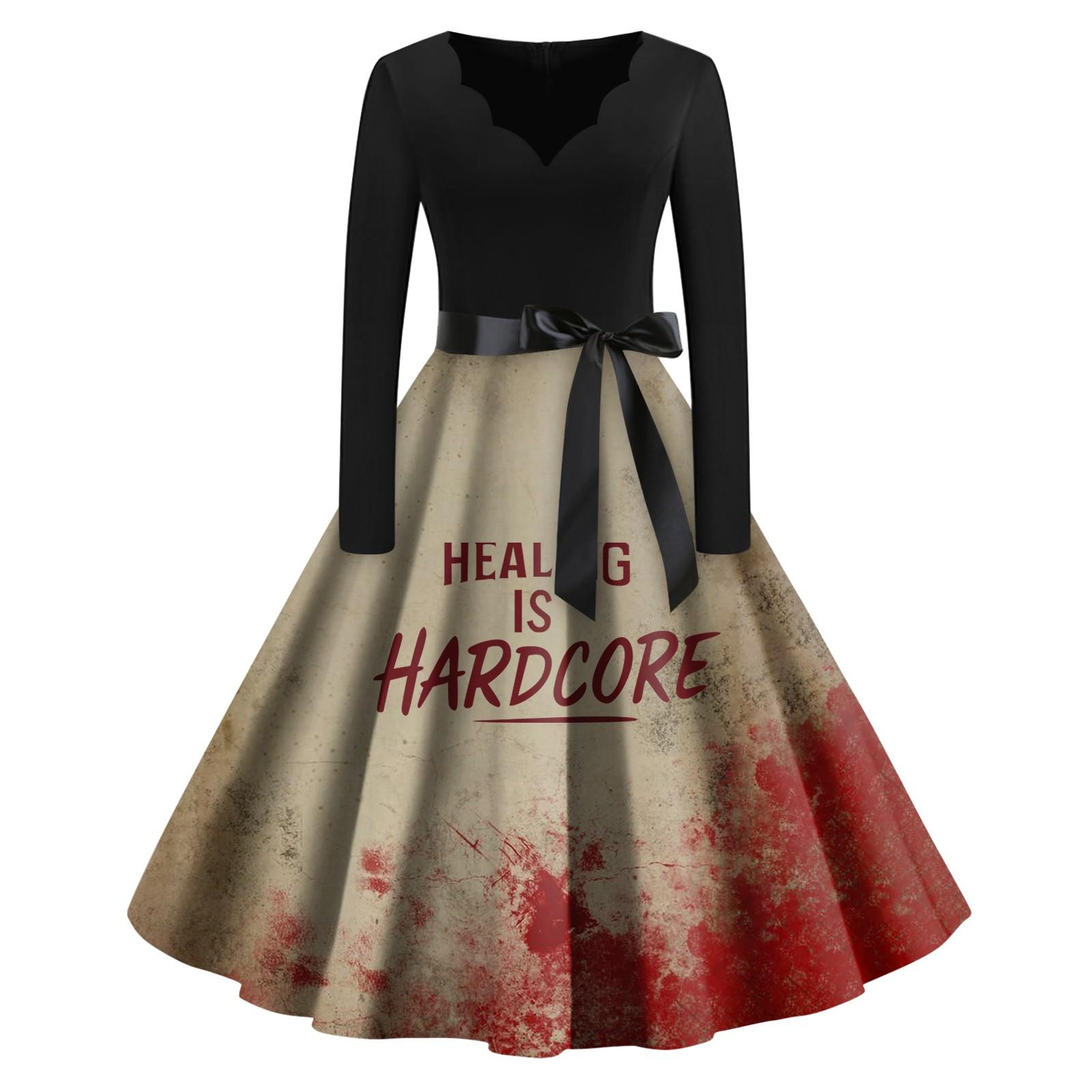 Женское винтажное классическое платье с вырезом на талии и галстуком-бабочкой с длинными рукавами на Хэллоуин с принтом и V-образным вырезом, свободное платье L винный
Женское винтажное классическое платье с вырезом на талии и галстуком-бабочкой с длинными рукавами на Хэллоуин с принтом и V-образным вырезом, свободное платье L винный