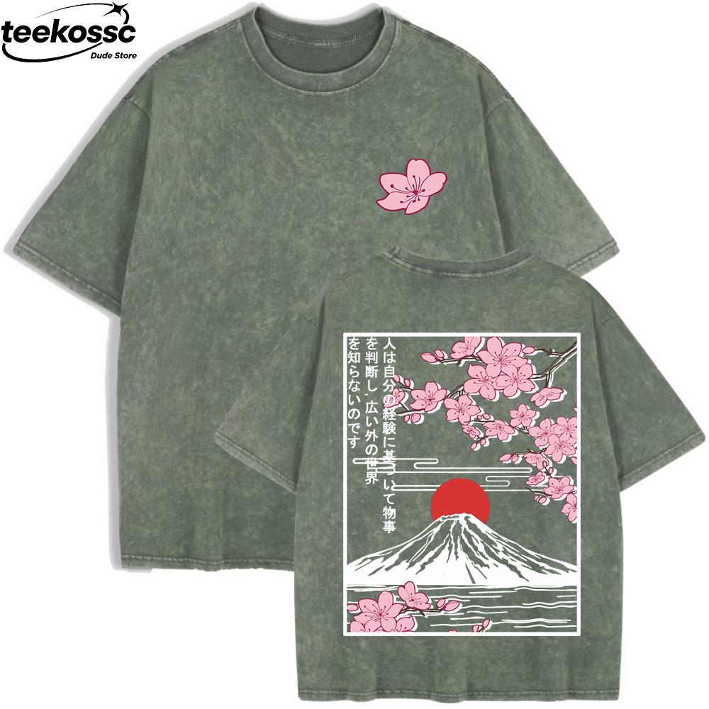 Fujiyama cherry blossom printed washed Tshirt for women cotton short sleeved top summer Oneck loose Tshirt basic clothing S
Fujiyama cherry blossom printed washed Tshirt for women cotton short sleeved top summer Oneck loose Tshirt basic clothing S