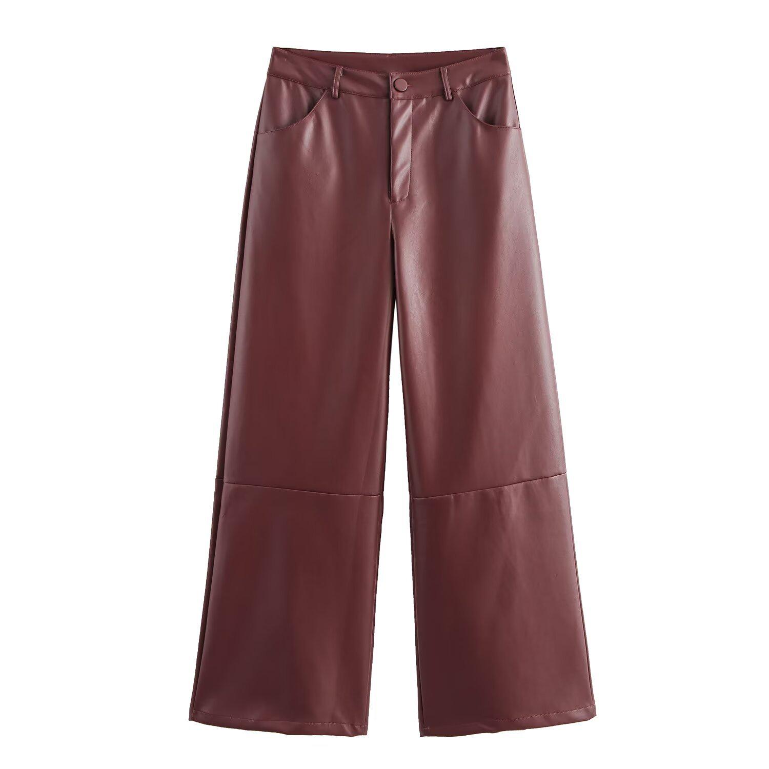 Women s Solid Color Leather Patchwork Wide-Leg Pants - 2024 Autumn/Winter Collection, Style 81765 Small
Women s Solid Color Leather Patchwork Wide-Leg Pants - 2024 Autumn/Winter Collection, Style 81765 Small