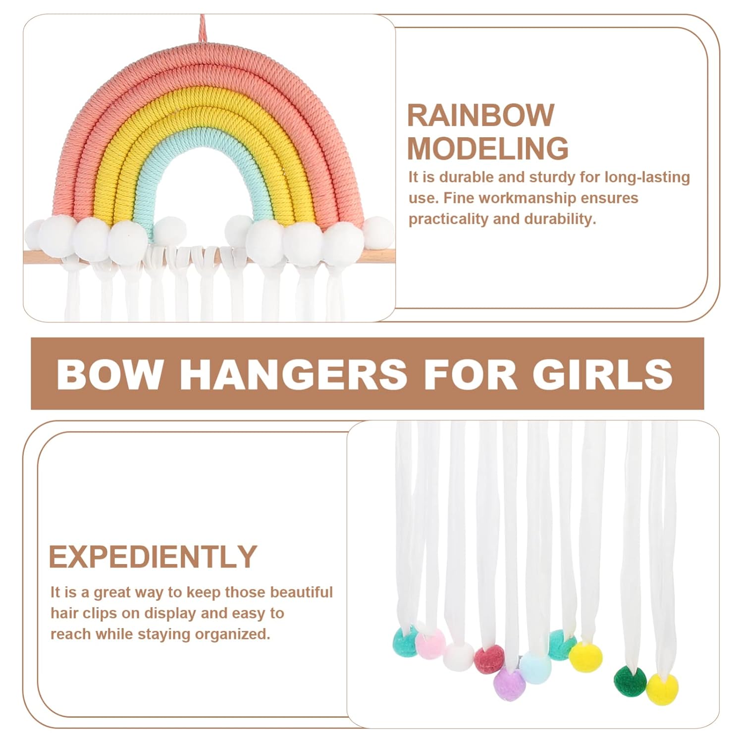 Lurrose Rainbow Hair Bows Holder Hanging Hair Clips Hanger Rainbow Tassels Wall Hanger Decor for Baby Girls Hair Accessories Headband Room Ornament
Lurrose Rainbow Hair Bows Holder Hanging Hair Clips Hanger Rainbow Tassels Wall Hanger Decor for Baby Girls Hair Accessories Headband Room Ornament