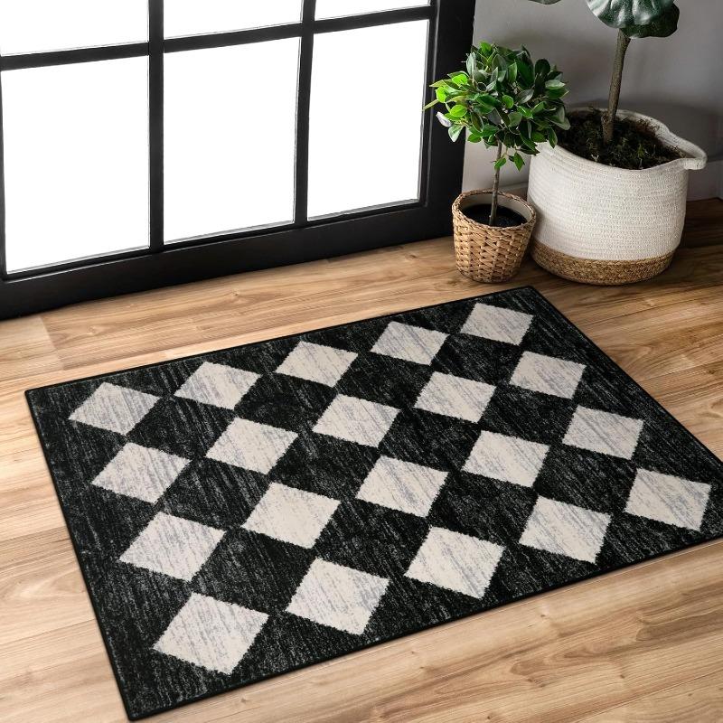 Moroccan Trellis Area Rug - 2x3 Printed Small Black Checkered Entryway Rug Non Slip Kitchen Mat, Stain Resistance Indoor 40x60cm
Moroccan Trellis Area Rug - 2x3 Printed Small Black Checkered Entryway Rug Non Slip Kitchen Mat, Stain Resistance Indoor 40x60cm