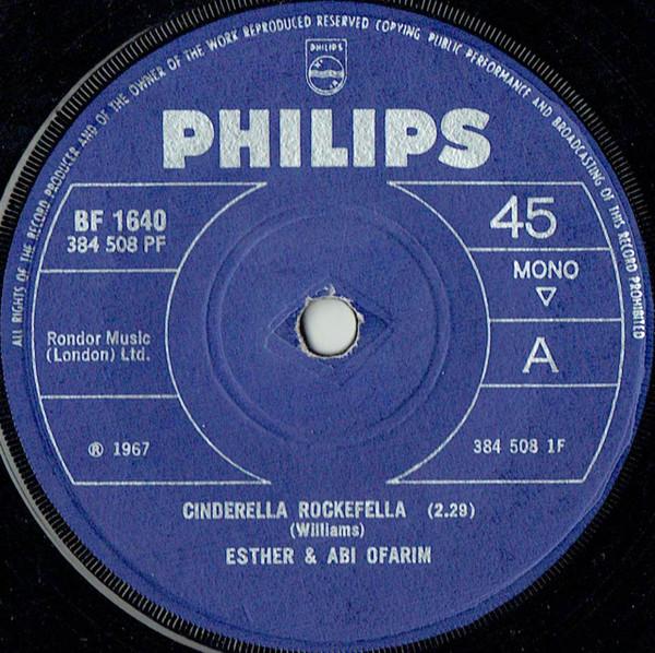 7inch Record ESTHER & ABI OFARIM - Cinderella Rockefella BF1640 Philips 1968 UK Pop Used
7inch Record ESTHER & ABI OFARIM - Cinderella Rockefella BF1640 Philips 1968 UK Pop Used
