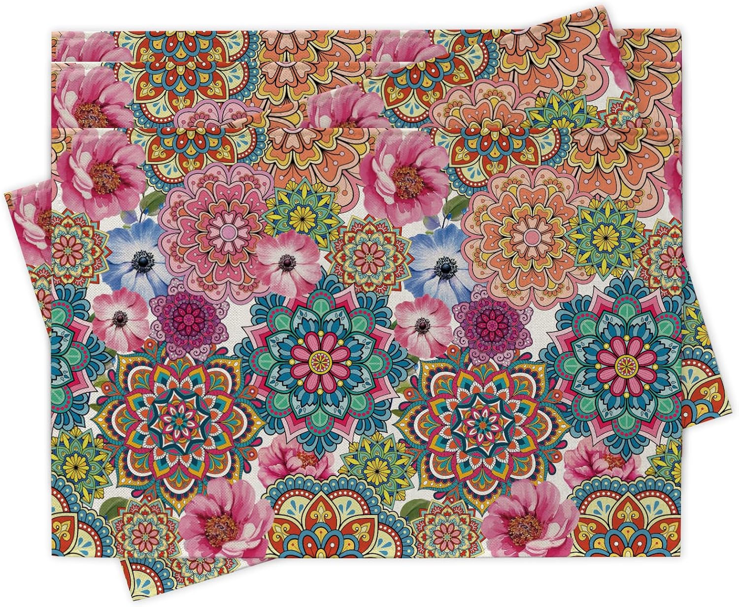 Boho Mandala Flower Placemats Set of 4, Bohemian Colorful Floral Ethnic Dining Place Mats Table Decor, Spring Summer Home Kitchen Decoration 12 x 18 I 4Pcs
Boho Mandala Flower Placemats Set of 4, Bohemian Colorful Floral Ethnic Dining Place Mats Table Decor, Spring Summer Home Kitchen Decoration 12 x 18 I 4Pcs