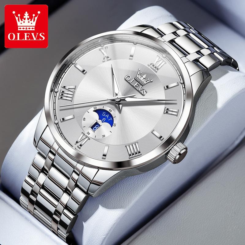 OLEVS Brand Original Quartz Watch for Men Stainless Steel Fashion Moon Phase Watches Mens Waterproof Luminous Date Wristwatch серебряный/белый
OLEVS Brand Original Quartz Watch for Men Stainless Steel Fashion Moon Phase Watches Mens Waterproof Luminous Date Wristwatch серебряный/белый